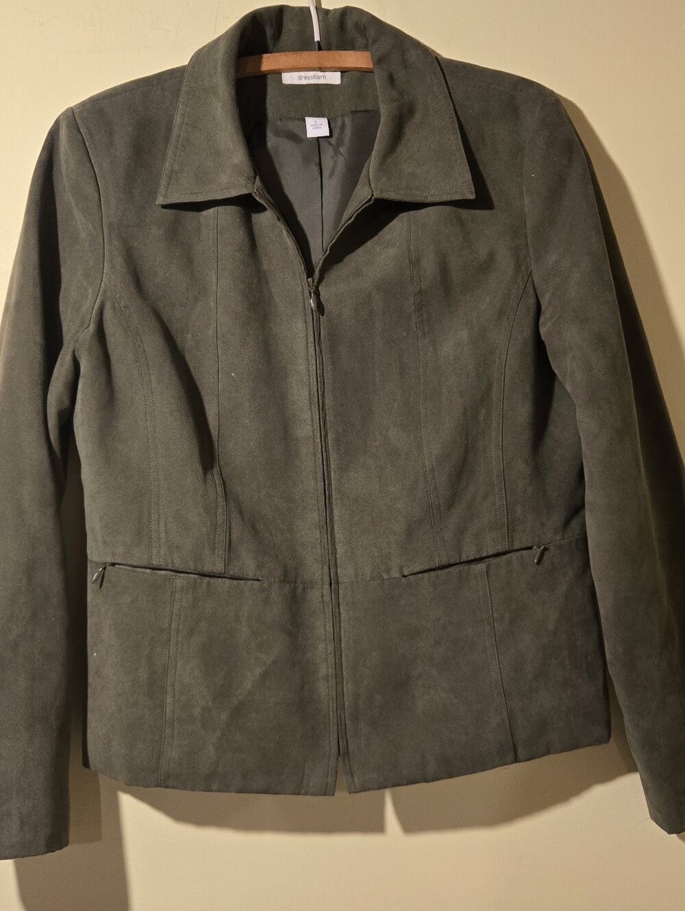 Women's Olive Zip Front Jacket.